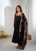 Presenting New Designer Collection In Faux Georgette With Embroidery Work Gown And Dupatta Set Fully Stitched Ready To Wear